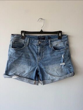 Lucky Brand Light Blue Distressed Denim Roll-Cuff Shorts
